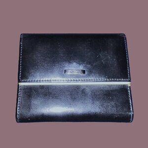 Claudio Ferrici Black Leather Wallet Extra Long Fold Out Unisex Wallet EUC